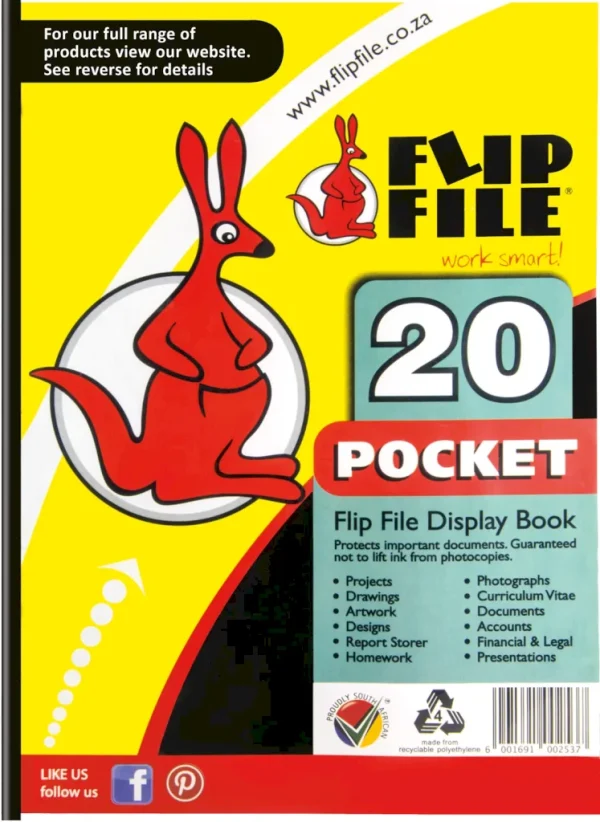 DISPLAY FILE A4 20 POCKET FLIP FILE